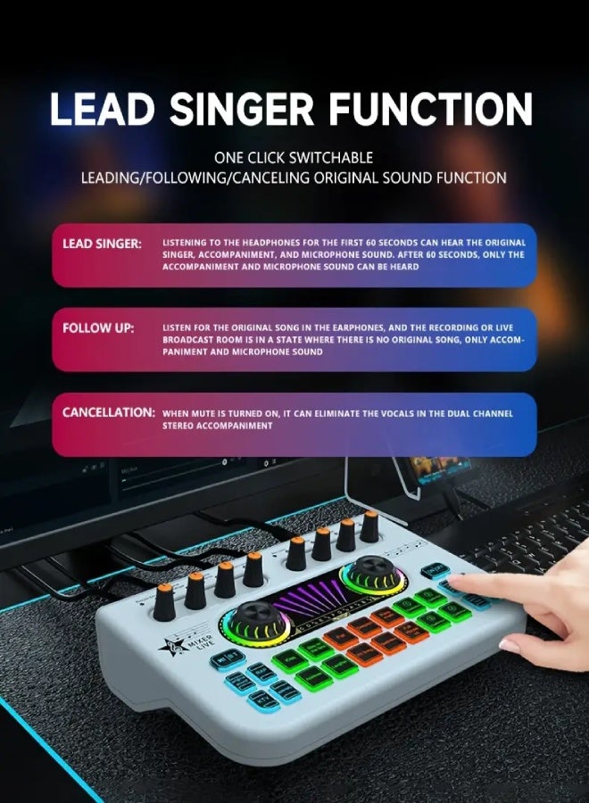 خلاط صوت للألعاب رباعي القنوات RGB مع لوحة صوتية مع دعم ميكروفون XLR ومعادل صوت مدمج وواجهة تحكم متعددة - خلاط صوت احترافي للألعاب والتدوين الصوتي والبث المباشر والتسجيل - أسود - Image 3