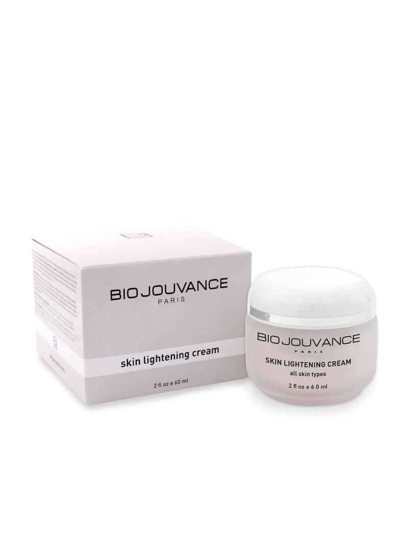 BIO JOUVANCE PARIS Skin Lightening Cream 2oz  60ml  for HyperPigmented Skin Acne Scars and Age Spots  Natural Plant Extracts  Daily Facial Skin Care Treatment Regimen  Made in France 