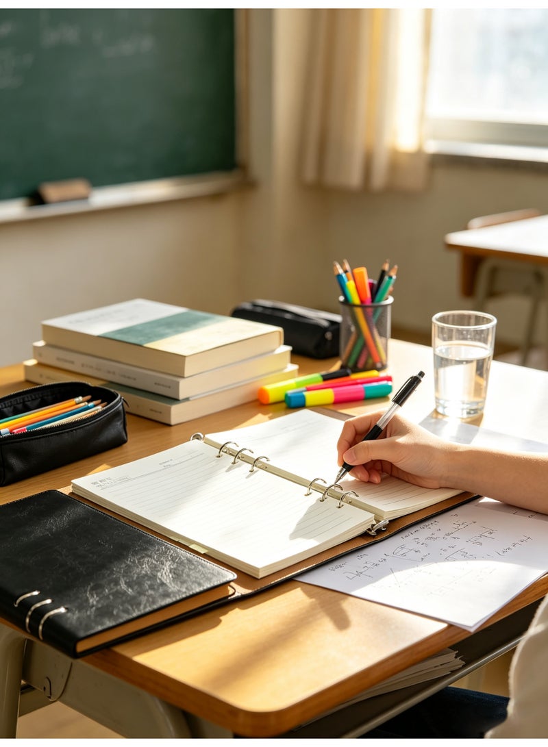 ملاحظة A5، دفتر بجل PU، دفتر قابل لإعادة الملء ب6 ثقوب، دفتر ملاحظات بجلد صلب، دفتر خطوط مفردة لكتابة الأعمال أثناء السفر، 100 صفحة/200 ورقة - Image 4