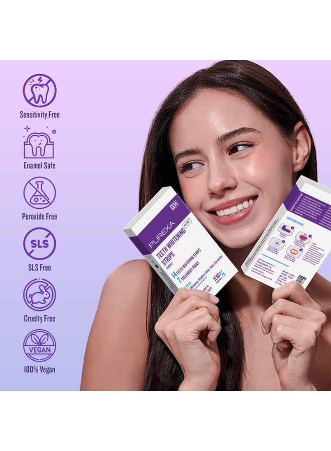 PUREXA Purple Glow Teeth Whitening Toothpaste, 30ml + Purple Professional Teeth Whitening Strips, Pack of 14 Strips + Bamboo Soft Bristles Activated Charcoal Toothbrush, Pack of 2 - Image 3