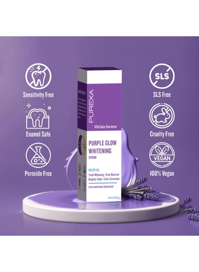 PUREXA Purple Glow Teeth Whitening Toothpaste, 30ml + Purple Professional Teeth Whitening Strips, Pack of 14 Strips + Bamboo Soft Bristles Activated Charcoal Toothbrush, Pack of 2 - Image 4