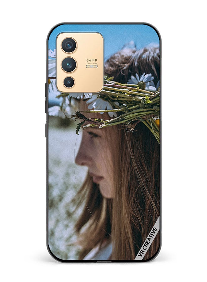 VR CREATIVE Protective Case Cover For Vivo V23 5G Girl With Flower Crown Design Multicolour - Image 1