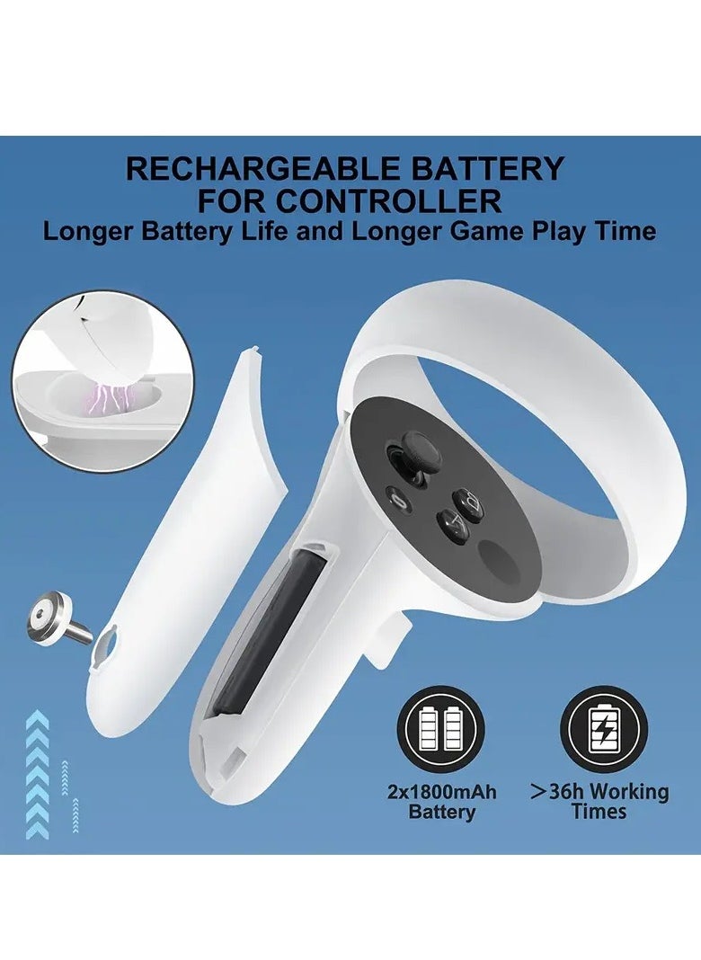 JYS - Charging Dock for Meta/Oculus Quest 2 Accessories Magnetic Charging Station for VR Headset and Controllers with 2 Rechargeable 1800mAh Batteries and USB-C Charge Cable - Image 1