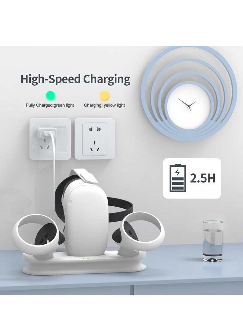 JYS - Charging Dock for Meta/Oculus Quest 2 Accessories Magnetic Charging Station for VR Headset and Controllers with 2 Rechargeable 1800mAh Batteries and USB-C Charge Cable - Image 1