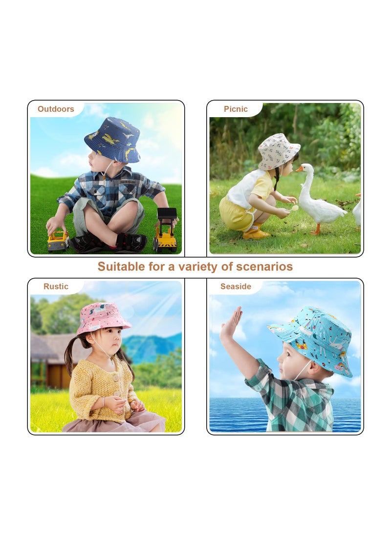 KASTWAVE - Kids Wide Brim Bucket Hat for Baby Girls, Summer Protection Bucket Hats with Adjustable Chin Strap,  Foldable Outdoor Hat Beach Cap, Summer Animal Hat, Pink - Ages 2-6 - Image 1