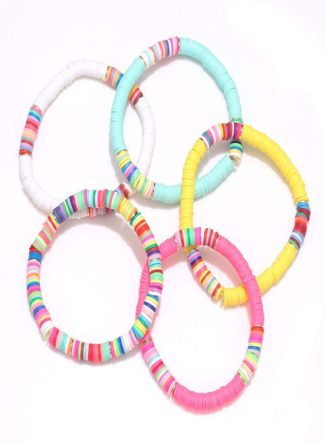 boderier Heishi Bracelet Set Stack Rainbow Vinyl Disc Bead Surfer Stretch Bracelet Summer Beach Bracelet Jewelry (5) - Image 4