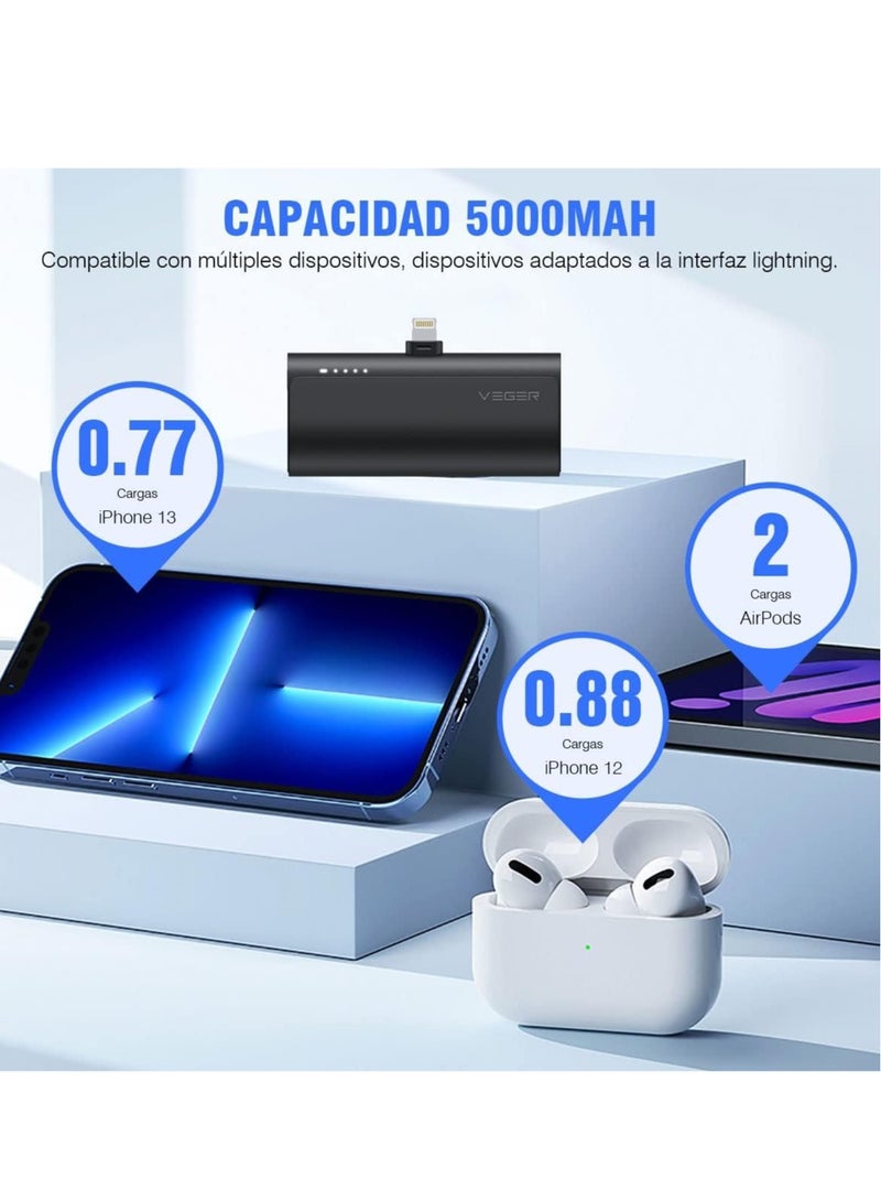 NEW  Mini Portable Powerbank 5000mAh - Fast Charging 20W PD, QC 3.0 External Battery with Built-in Plug - Image 3