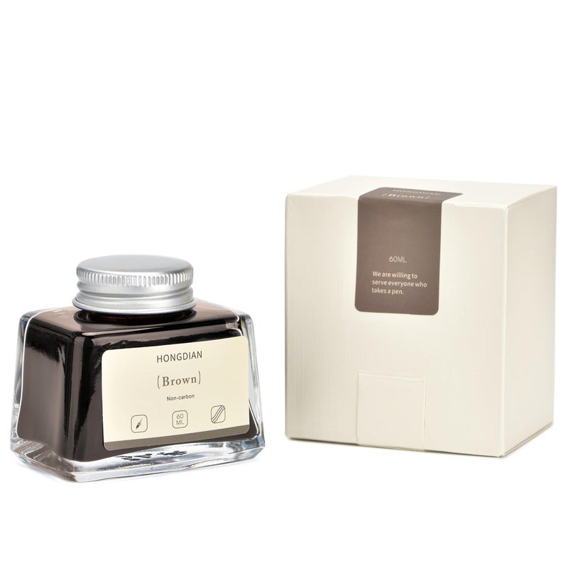 Asvine Hongdian Fountain Pen Bottled Ink Brown, 60ml Fountain Pen Ink Bottled for Writing and Calligraphy, Non Carbon - Image 2