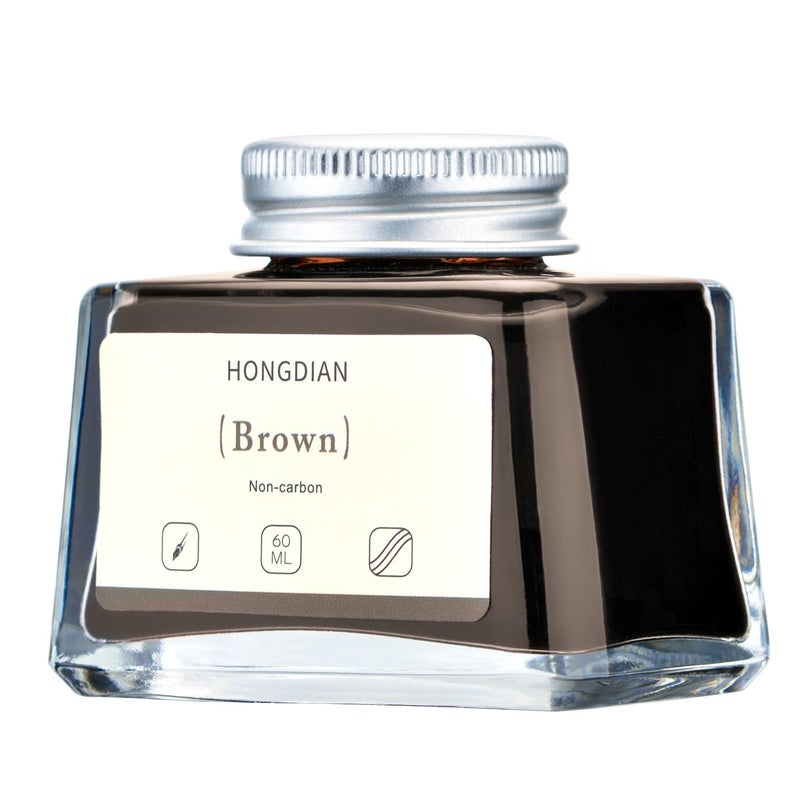 Asvine Hongdian Fountain Pen Bottled Ink Brown, 60ml Fountain Pen Ink Bottled for Writing and Calligraphy, Non Carbon - Image 5