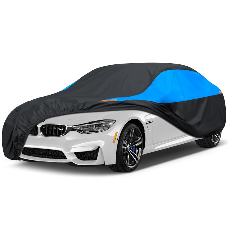 MORNYRAY Waterproof Car Cover All Weather Snowproof UV Protection Windproof Outdoor Full car Cover Universal Fit for Sedan Blue A0Fit Sedan LengthUp to 153 inch