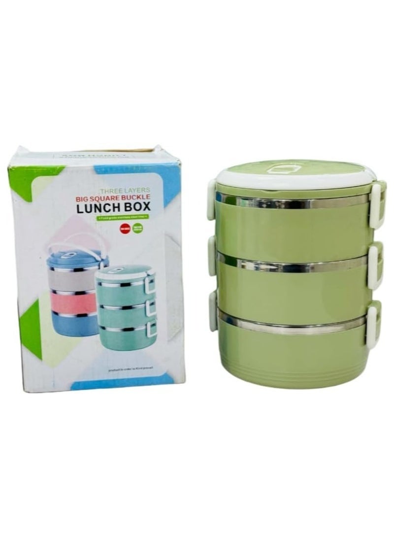 ELTRAZONE Stainless Steel 3-Layer Lunch Box for Kids & Adults, Insulated, Leakproof, BPA-Free, Microwave Safe, Portable Food Storage with Handle, Ideal for School, Office & Travel - Image 3