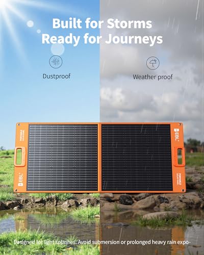 EBL Solar Panel 100W Portable Solar Panel (Upgraded) for 240/300/500/1000/1500/2000 Power Station, with Adjustable Kickstand and Parallel Cable, Waterproof IP65 for Outdoor Camping Hiking RV Trip - Image 5
