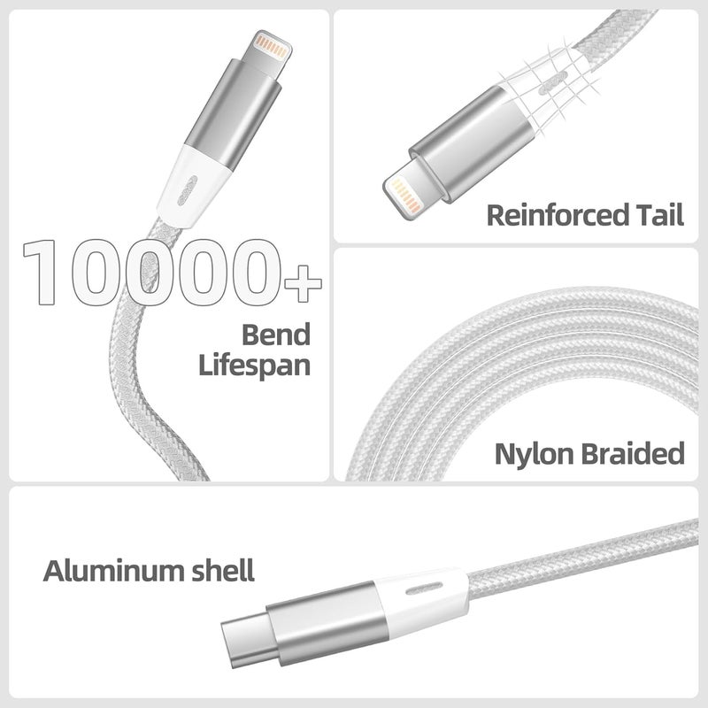 GHEREL USB C to Lightning Cable 5 Pack 6 FT MFi Certified iPhone Fast Charging Type C to Lightning Cable Nylon Braided iPhone Cord for iPhone 14 13 12 11 Pro Max Xr Xs 8 7 6 Plus and More - Image 2