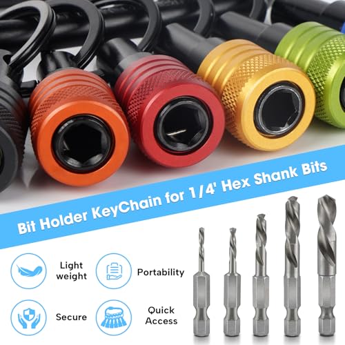 FACAINCXS NEW Orange 6PCS Bit Holders Keychain, 1/4 inch Hex Shank Bit Holders, Quick-change Design for Nut Driver, Screwdriver & Drill Bits, Include Keychain Carabiner Gifts for Men - Image 2