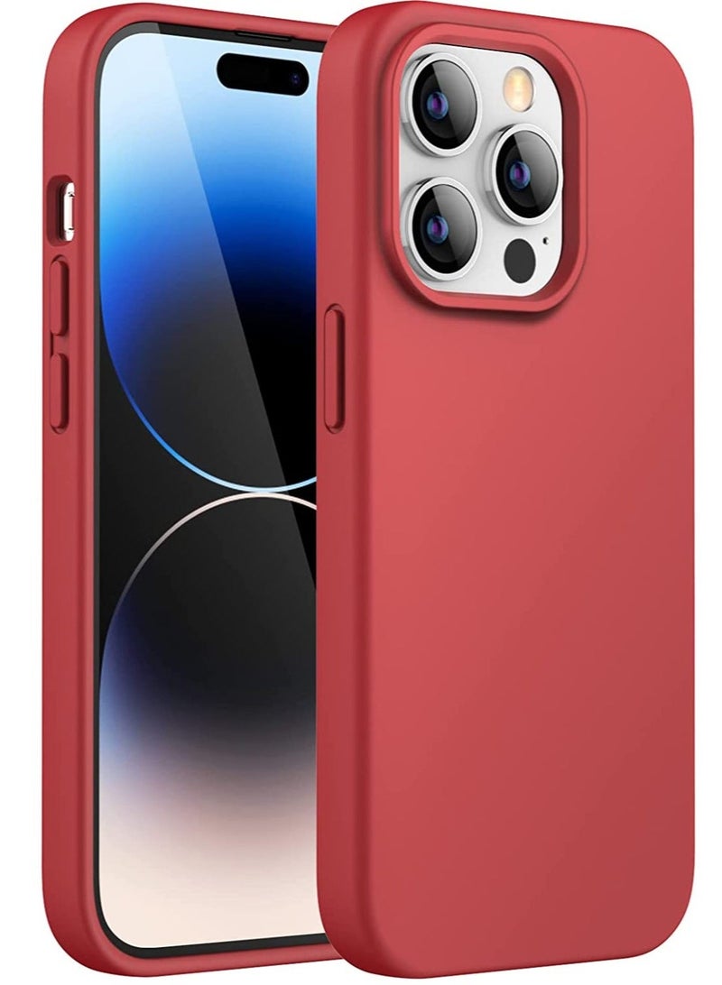 MUNTAQI Silicone Case for iPhone 14 Pro Max 6.7-inch, Silky-Soft Touch Full-Body Protective Phone Case, Shockproof Cover with Microfiber Lining (Red) - Image 1