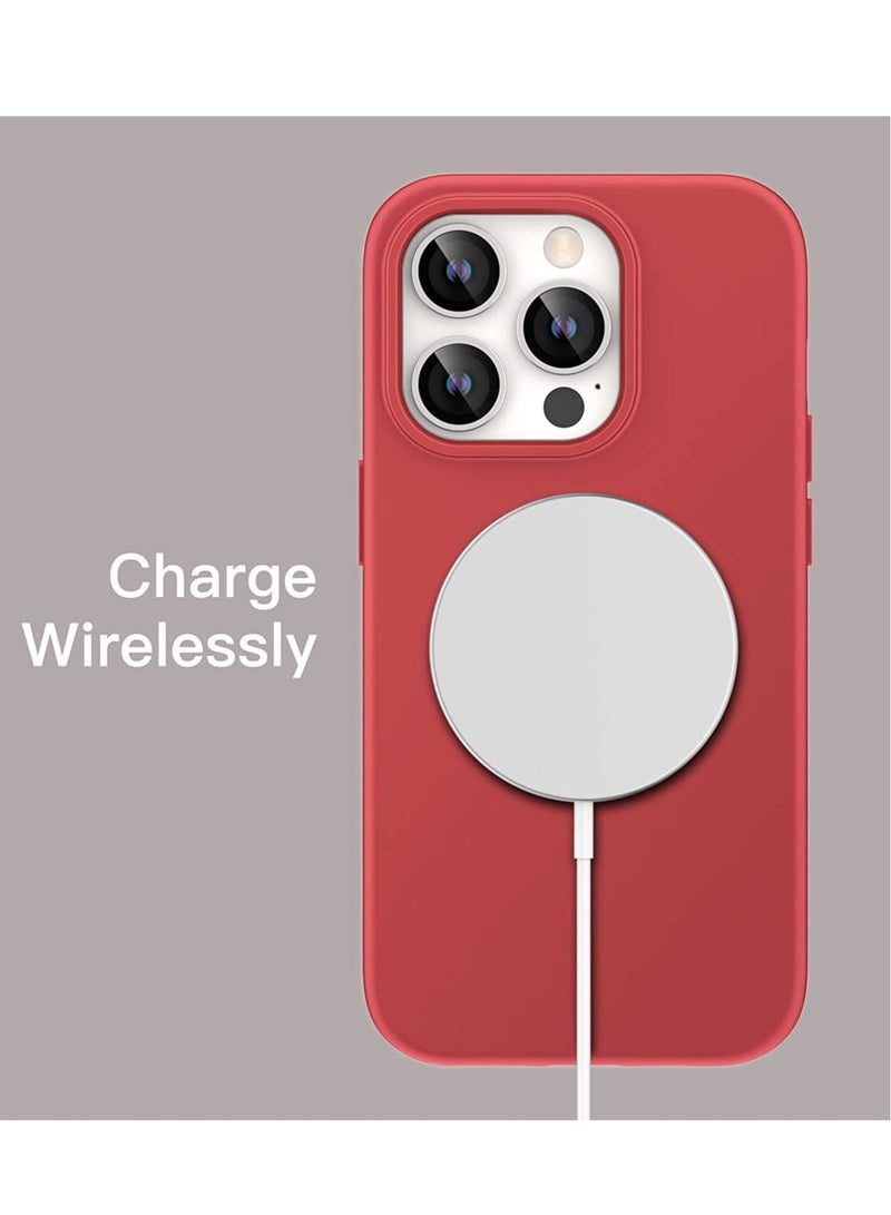 MUNTAQI Silicone Case for iPhone 14 Pro Max 6.7-inch, Silky-Soft Touch Full-Body Protective Phone Case, Shockproof Cover with Microfiber Lining (Red) - Image 3