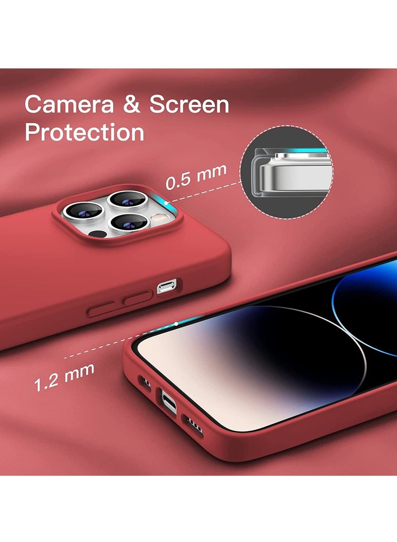 MUNTAQI Silicone Case for iPhone 14 Pro Max 6.7-inch, Silky-Soft Touch Full-Body Protective Phone Case, Shockproof Cover with Microfiber Lining (Red) - Image 4