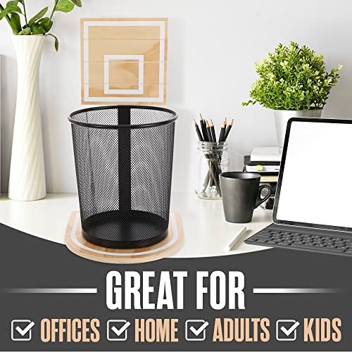 Houseables سلة مهملات كرة السلة من هاوسابلز، سلة مهملات على شكل حلقة، سلة قمامة، لعبة سلة المهملات، سلة قمامة رياضية، شبكة سلة مهملات ممتعة، لغرفة النوم، غرفة الأطفال، اللاعبين، الأولاد، الديكور، المكتب، هدية، لوح خلفي خشبي - Image 4