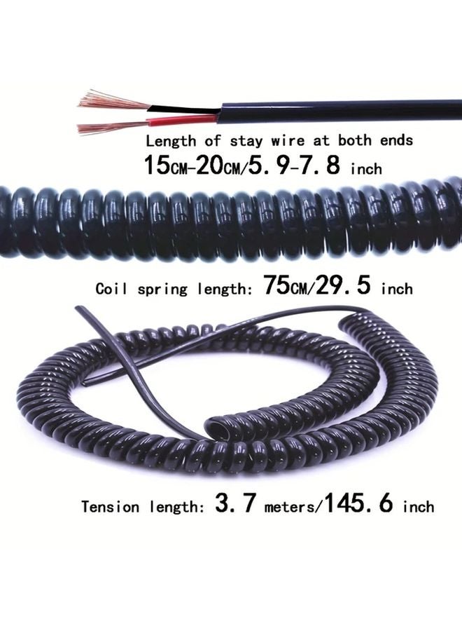 22AWG 145.67 بوصة موتر أسلاك قابل للسحب أوتوماتيكي 2 قلب أحمر أسود كابل حلزوني زنبركي - Image 1