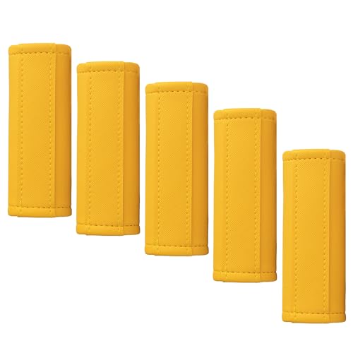 Gowraps Luggage Handle Wrap 5 Pack-Leather Luggage Handle Wraps for Suitcase/Handbag/Duffel Bag/Car Bright Luggage Identfier/Handle Covers/Grips Luggage Accessories for Travel 3.0 (Yellow) - Image 1