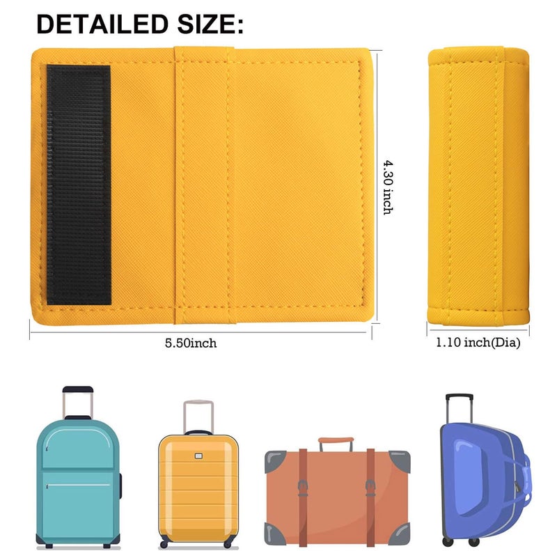 Gowraps Luggage Handle Wrap 5 Pack-Leather Luggage Handle Wraps for Suitcase/Handbag/Duffel Bag/Car Bright Luggage Identfier/Handle Covers/Grips Luggage Accessories for Travel 3.0 (Yellow) - Image 2