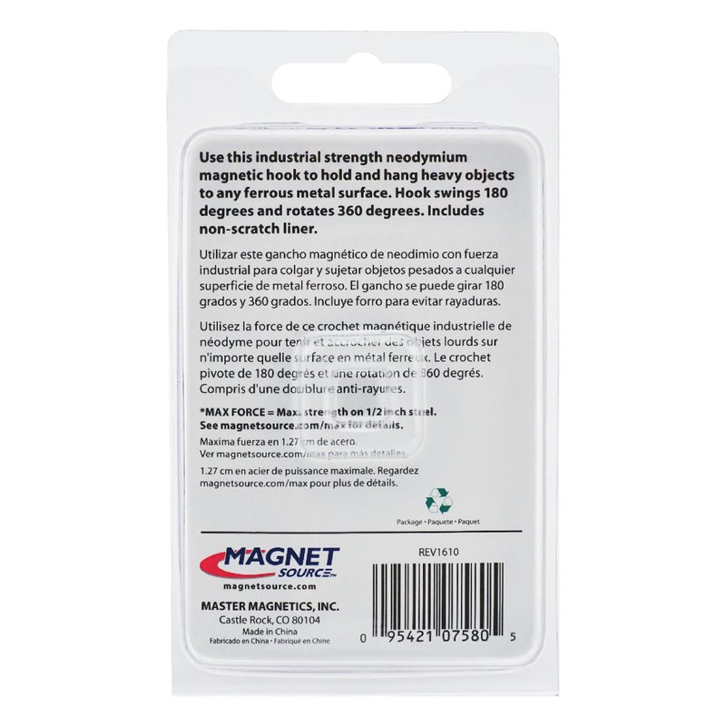 Master Magnetics 7580 Magnetic Hook Organizer Rotating Swing Hook 65 Pound Pull Force 1.47Diameter 0.54Thick Black - Image 4