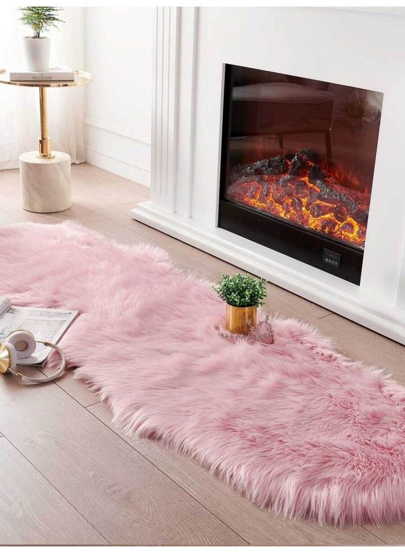 سجادة فرو صناعي وردي فاخر – ناعمة وطرية، 80×50 سم - Image 5