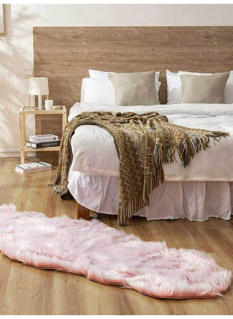 سجادة فرو صناعي وردي فاخر – ناعمة وطرية، 80×50 سم - Image 3