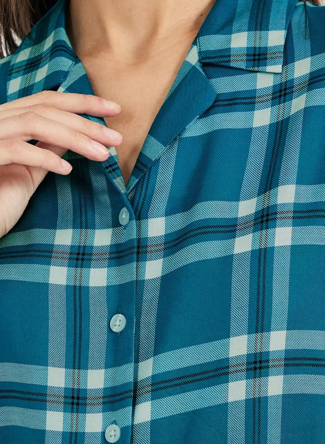 Styli Checked Loose Fit Short Sleeve Shirt