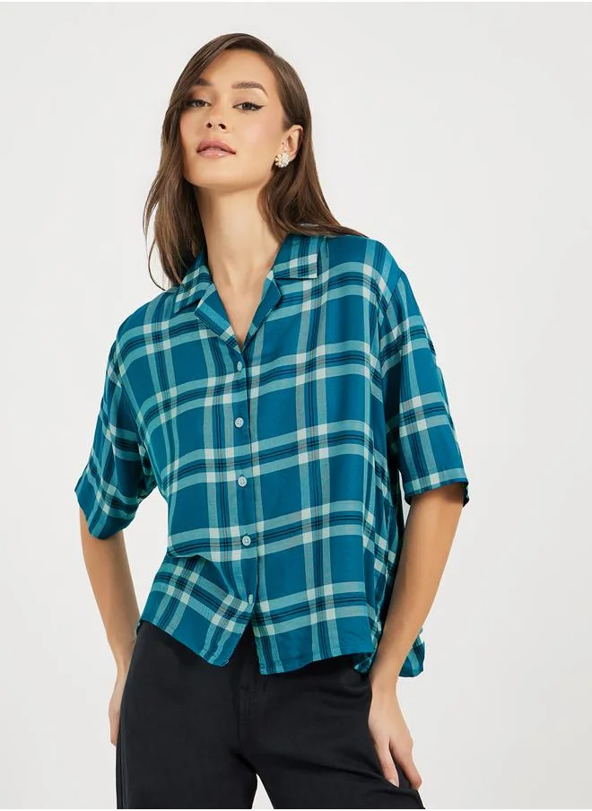 Styli Checked Loose Fit Short Sleeve Shirt