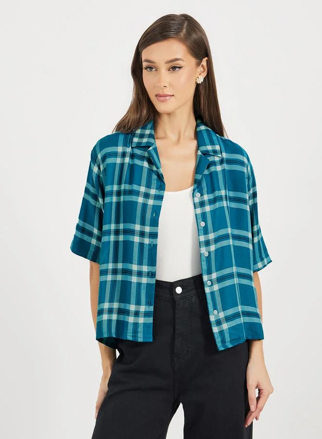 Styli Checked Loose Fit Short Sleeve Shirt
