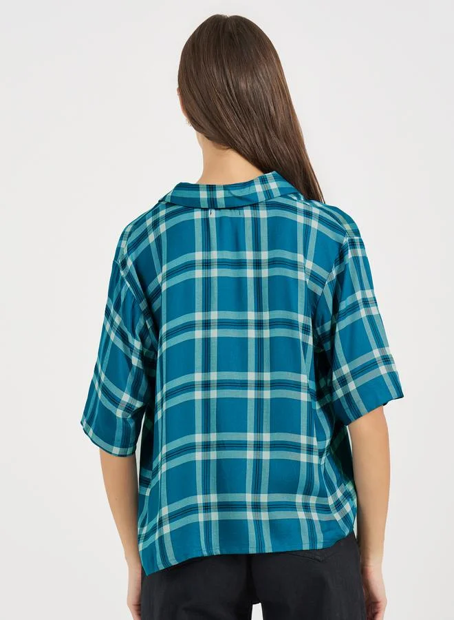Styli Checked Loose Fit Short Sleeve Shirt