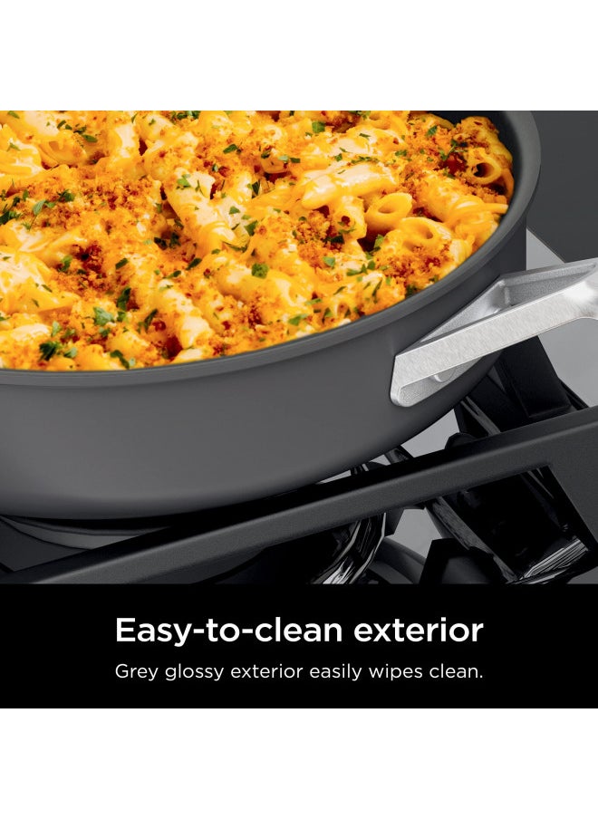 Ninja Ninja CW69010 NeverStick Comfort Grip 10-Piece Cookware Set, Nonstick, Durable, Scratch Resistant, Dishwasher Safe, Oven Safe to 400°F, Silicone Handles, Grey  - Image 4