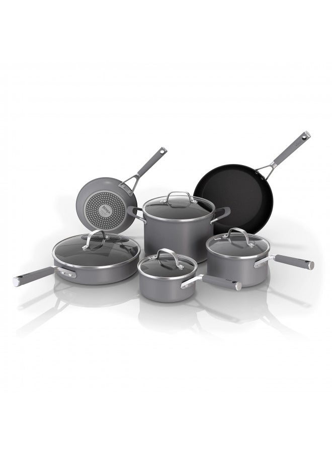 Ninja Ninja CW69010 NeverStick Comfort Grip 10-Piece Cookware Set, Nonstick, Durable, Scratch Resistant, Dishwasher Safe, Oven Safe to 400°F, Silicone Handles, Grey  - Image 2