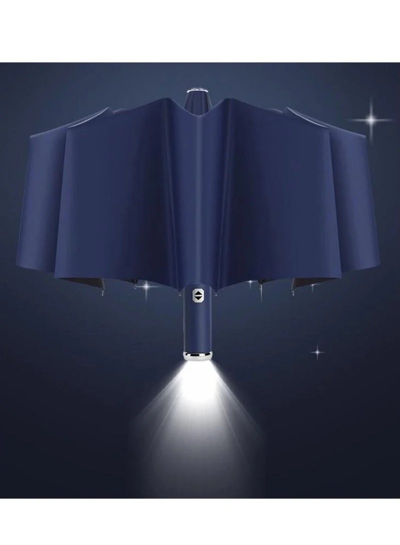 Portable Windproof Folding Travel Umbrella With LED Flashlight Anti-UV Sun And Rain Umbrellas For Women And Men - Image 1