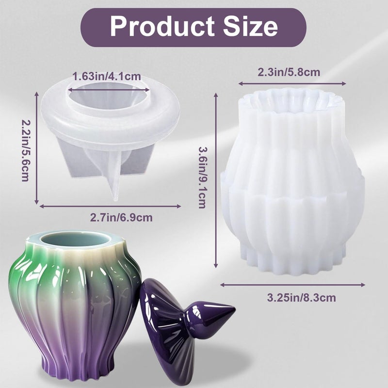 SHOSKY Jar Resin Mold with Lid, Candle Holder Molds, Jewelry Storage Box Silicone Mold for Resin, DIY Molds for Jar, Storage Bottle, Jewelry Candy Container, Flower Pot, Home Decoration Gifts - Image 3