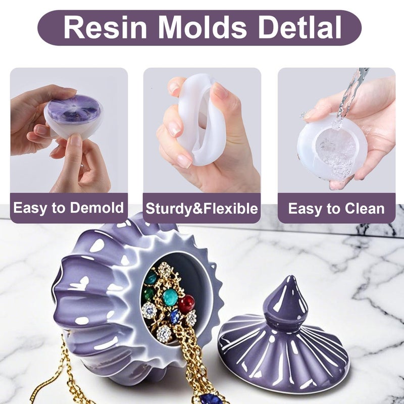 SHOSKY Jar Resin Mold with Lid, Candle Holder Molds, Jewelry Storage Box Silicone Mold for Resin, DIY Molds for Jar, Storage Bottle, Jewelry Candy Container, Flower Pot, Home Decoration Gifts - Image 4