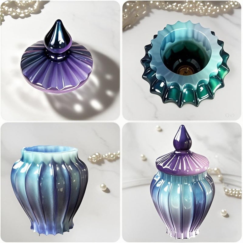 SHOSKY Jar Resin Mold with Lid, Candle Holder Molds, Jewelry Storage Box Silicone Mold for Resin, DIY Molds for Jar, Storage Bottle, Jewelry Candy Container, Flower Pot, Home Decoration Gifts - Image 5