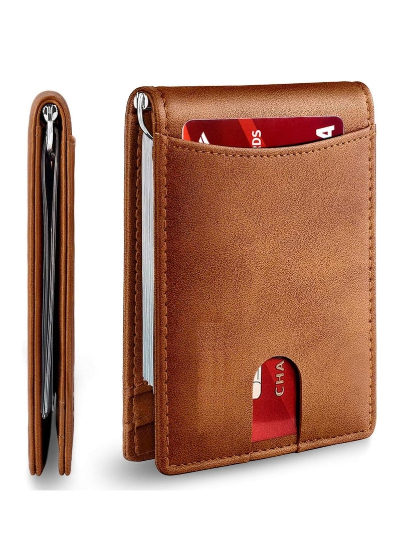 Excefore Wallet for Men Slim Larger Capacity with 6 Slots RFID Blocking Men's Wallet Minimalist Front Pocket Bifold Leather with ID Window Gift Box - Image 1