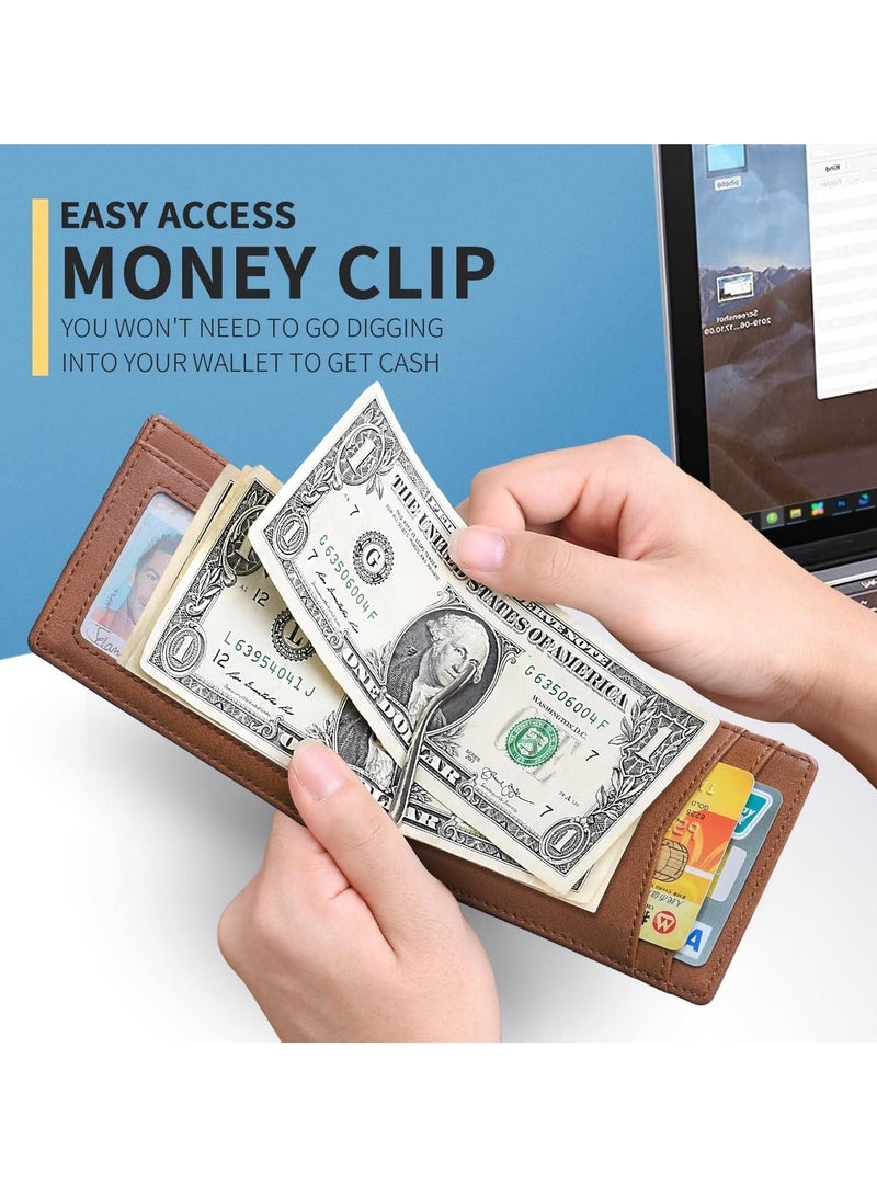 Excefore Wallet for Men Slim Larger Capacity with 6 Slots RFID Blocking Men's Wallet Minimalist Front Pocket Bifold Leather with ID Window Gift Box - Image 4