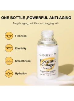 AuQuest Coconut Collagen Serum Coconut Serum Reduce Wrinkles Tighten and Firm Skin Hydrating Moisturizing Nourishing Collagen Serum Lightweight and Refreshing Smooth Skin Serum Hyaluronic Acid Facial Serum 32ml  - Image 3