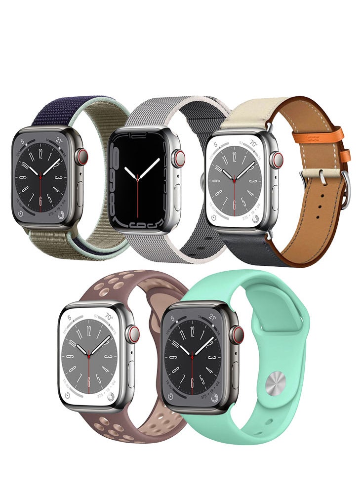 Perfii 5pcs Watch Bands Replacement for Apple Watch Strap Compatible with Apple Watch 42/41/40/38mm Series 10/9/8/7/6/5/4/SE  - Image 1