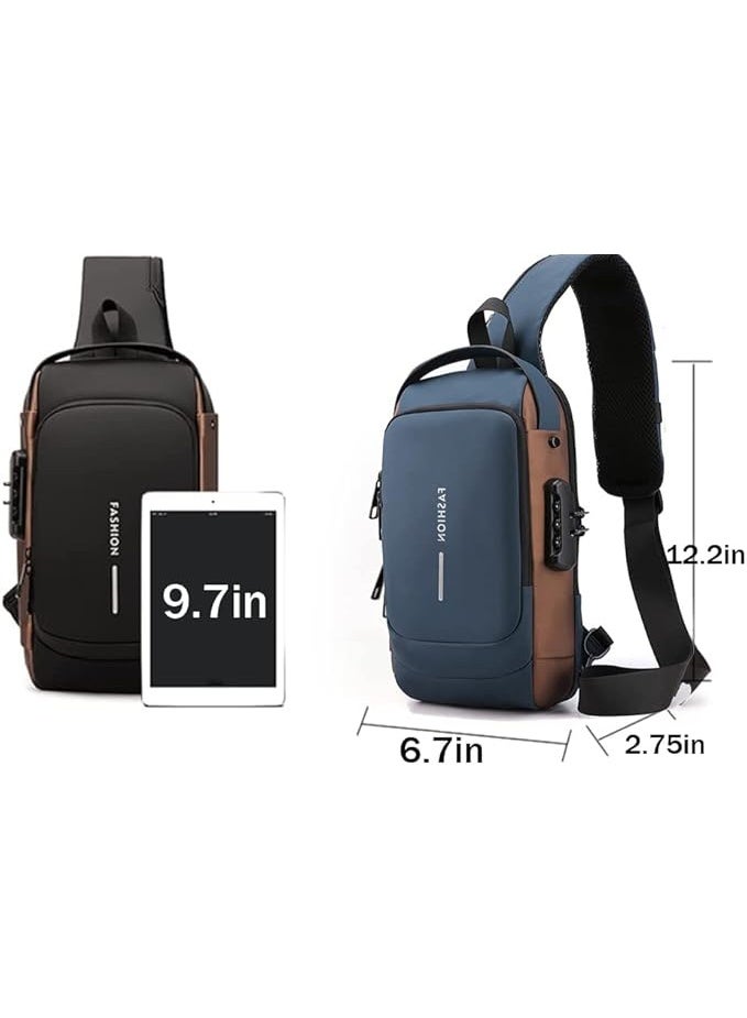UNISEX Sling Shoulder Backpack USB Charging Sport Sling Anti-Theft Shoulder Bag, Waterproof Crossbody Bags Chest Daypack for Hiking Cycling Travelling Outdoor - Image 3