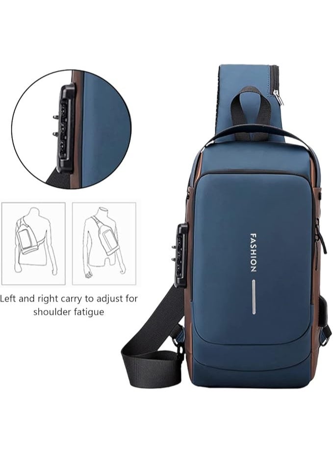 UNISEX Sling Shoulder Backpack USB Charging Sport Sling Anti-Theft Shoulder Bag, Waterproof Crossbody Bags Chest Daypack for Hiking Cycling Travelling Outdoor - Image 4