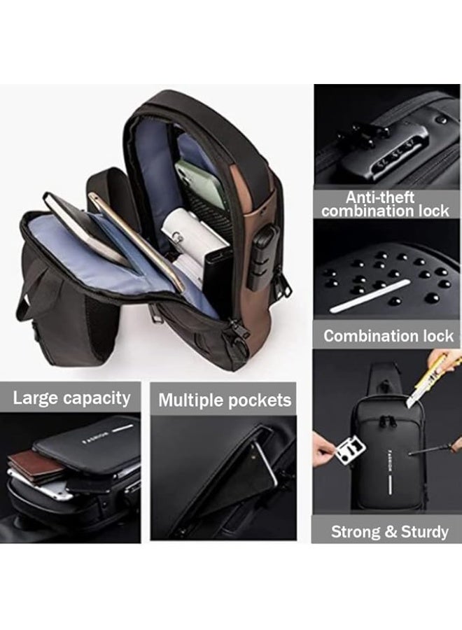 UNISEX Sling Shoulder Backpack USB Charging Sport Sling Anti-Theft Shoulder Bag, Waterproof Crossbody Bags Chest Daypack for Hiking Cycling Travelling Outdoor - Image 5