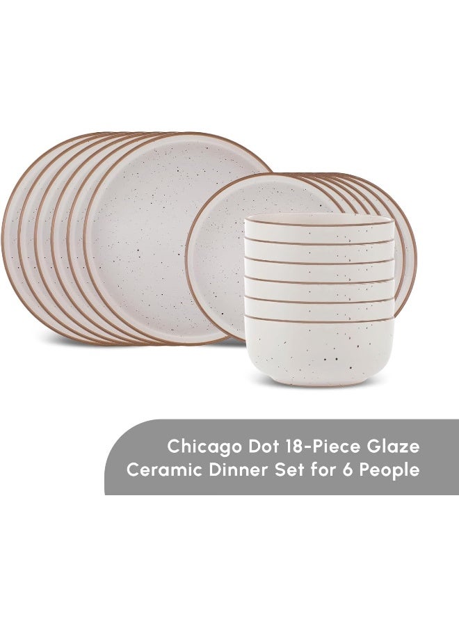 Karaca Karaca Chicago Dot Stoneware Dinnerware Set for 6 People 18Piece Modern Unique Dishware Sets - Image 3