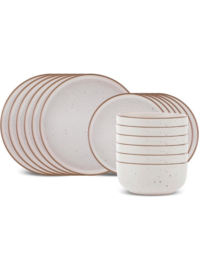 Karaca Karaca Chicago Dot Stoneware Dinnerware Set for 6 People 18Piece Modern Unique Dishware Sets - Image 1