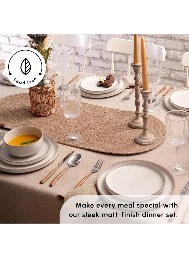 Karaca Karaca Chicago Dot Stoneware Dinnerware Set for 6 People 18Piece Modern Unique Dishware Sets - Image 4