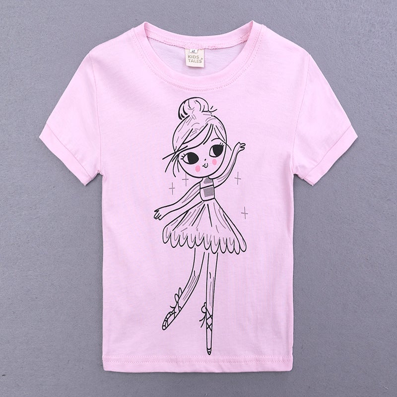 Style Ins Children'S Summer Set Two-Piece Cotton Children'S Clothing Baby Girl Children'S Cartoon Printing Set - Image 4