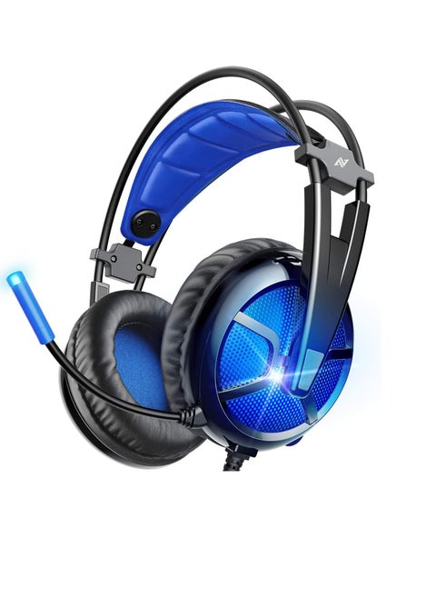 PC Headset with Dynamic Sensory & Noise-Cancelling Mic, 7.1 Surround Sounds, Mute Controls, LED Light, RGB Light for WFH PC, Laptop, Mac (B581 USB Gaming Headset with 7.1 Surround Sound)